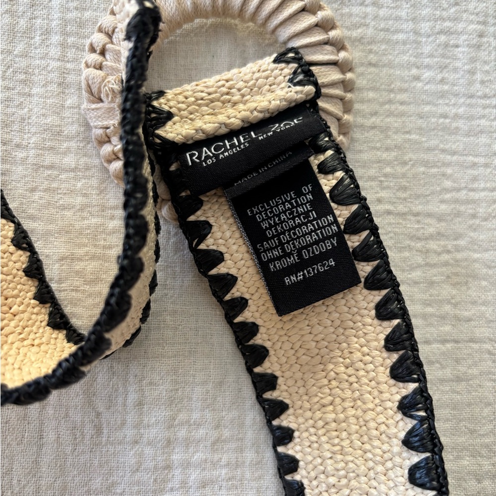 Rachel Zoe Woven Beige and Black Belt one size: Resort Beachy bohemian - Picture 3 of 3